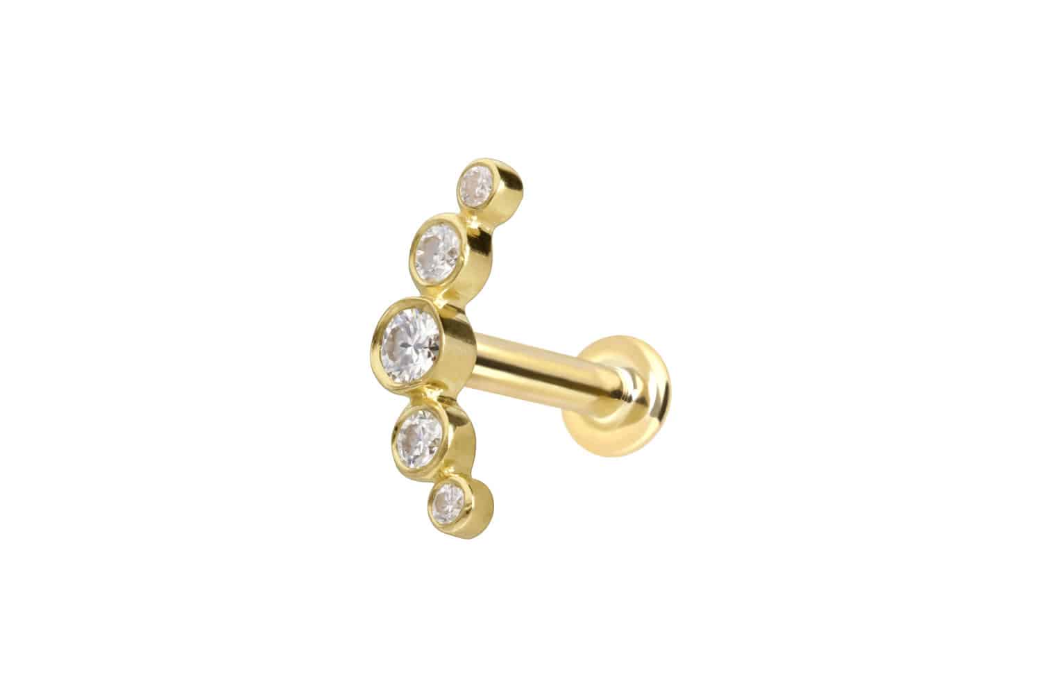 14 Karat Gold Labret mit Innengewinde MOISSANIT-BOGEN